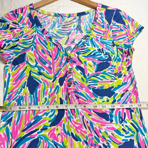 Lilly Pulitzer Palmira Dress Indigo Palm Reader Shift Dress Size Small Blue Pink - Picture 13 of 16